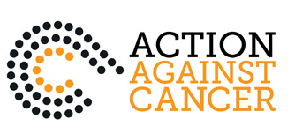 Action Against Cancer self-entitled logo, orange and maroon