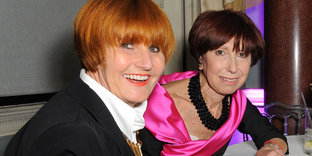 Hilary Craft and Mary Portas in evening dresses