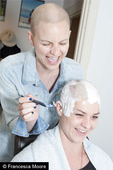 Ellie having her hair shaved