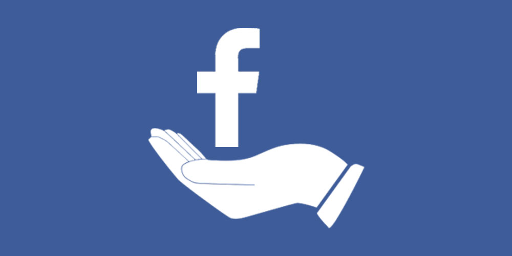 white clip art of hand and facebook f