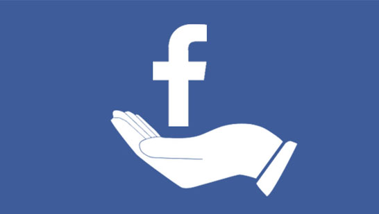 A hand icon with the Facebook letter F above it